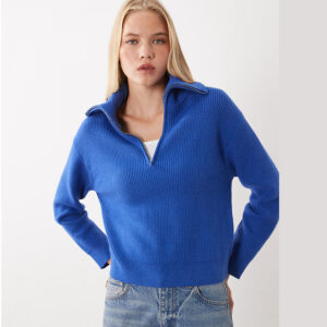 Mango quarter zip sweater in electric blue
