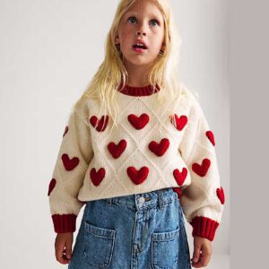 M&S 3D Heart Knit Jumper (2-8 Yrs)