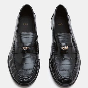 M&S Croc Penny Flat Loafers
