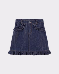 Molo Girl's Berit Ruffled Denim Mini Skirt, Size 7-12