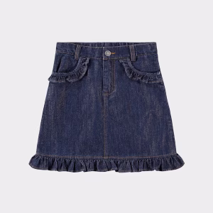 Molo Girl's Berit Ruffled Denim Mini Skirt, Size 7-12