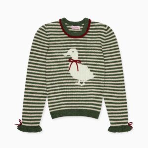 Olive Green Stripe Matilde Merino Girl Jumper