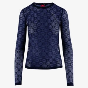 Pinko sheer patterned knitted top dark blue