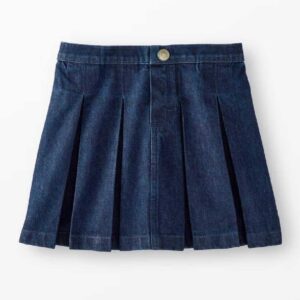 Pleated Denim Skirt Dark Wash Denim
