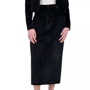 Point Rib Knit Velour Skirt