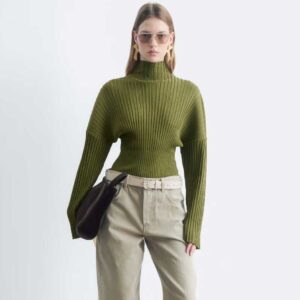 Ribbed Mock-Neck Jumper