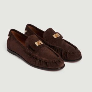 Suede loafers with clasp Brown