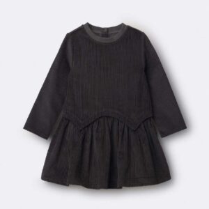 Toddler Girl Long-Sleeve Drop-Waist Dress - Dark Grey