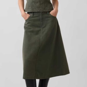Twill Midi Skirt Tweed Green