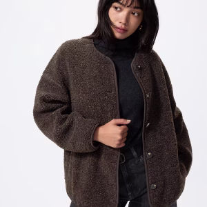 Pile Lined Fleece Relaxed Cardigan