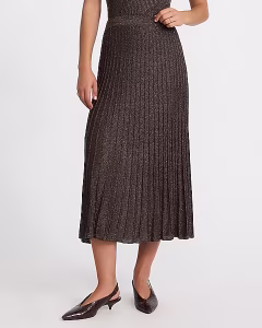 Shine Super High Waisted Pleated Midi Sweater Skirt