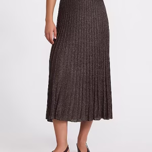 Shine Super High Waisted Pleated Midi Sweater Skirt