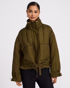 Quilted Drawstring Hem Jacket