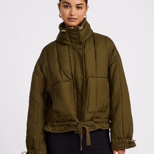 Quilted Drawstring Hem Jacket