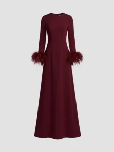 Mac Duggal Crêpe Feather-Cuff A-Line Gown