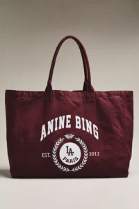 Anine Bing Leo Collegiate Canvas Tote Bag