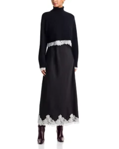 AQUA x Nicky Hilton Lace Trim Slip Dress & Sweater