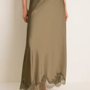 Tuckernuck Burnt Olive Satin Mischa Slip Skirt