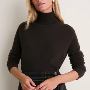 Espresso Cashmere Evelyn Turtleneck