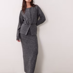 ASOS DESIGN belted midi skirt in charcoal - part of a set