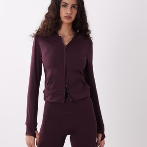 Cotton On active ultra soft hooded jacket in italian plum