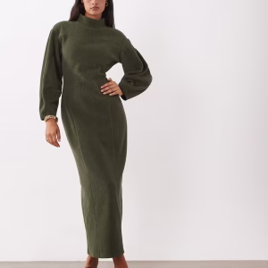 ASOS DESIGN soft cord panelled midaxi dress in green