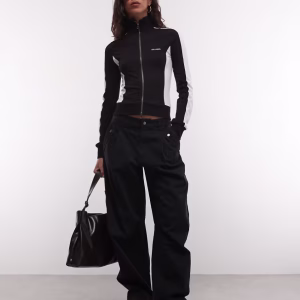COLLUSION long sleeve track top in black