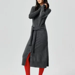 Simple Project Button-Front Knit Belted Midi Dress