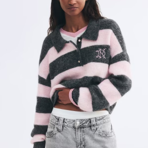 Rib-Knit Polo Sweater