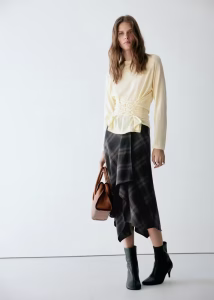 Checked asymmetric skirt