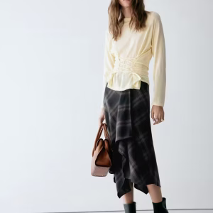 Checked asymmetric skirt