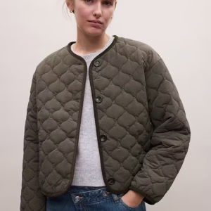 Padded anorak with piping detail