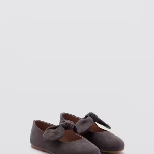 Suede effect bow ballet flats