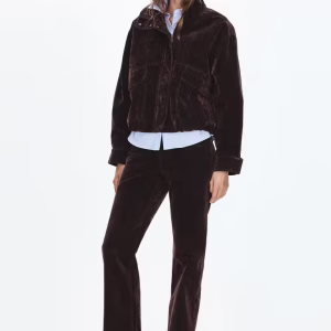 Velvety jacket with funnel neck