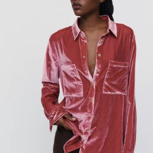 Pilcro Hadley Velvet Relaxed Buttondown Shirt