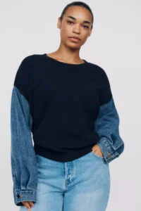 English Factory Plus Denim Twofer Sweatshirt