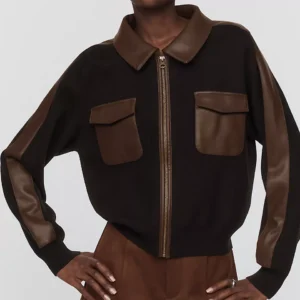 By Anthropologie Faux-Leather Paneled Sweater