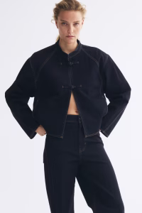 Knot-Button Denim Jacket