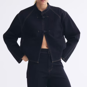 Knot-Button Denim Jacket