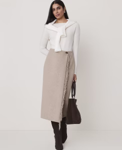 Fringe Wrap Midi Skirt