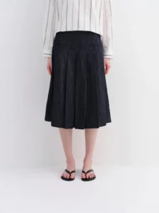 Habits Studio Pleated Denim Midi Skirt