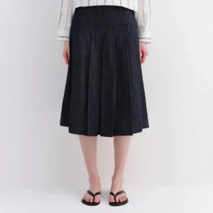 Habits Studio Pleated Denim Midi Skirt