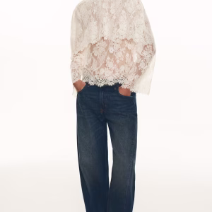 Cape-Detail Lace Blouse