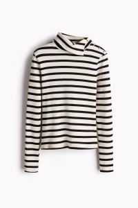 Button-Detail Mock Turtleneck Top
