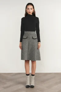 Trent Skirt in Black Tweed