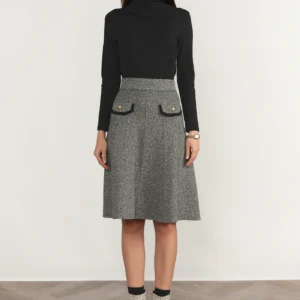 Trent Skirt in Black Tweed