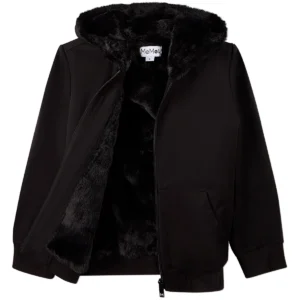 Boys Zip-Up Rayon Blend Hoodie with Cozy Faux Fur Lining MeMoi