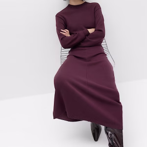 M&S High Waisted Knitted Midi A Line Skirt