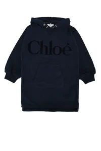 Chloé Kids Logo Printed Drawstring Hooded Dress