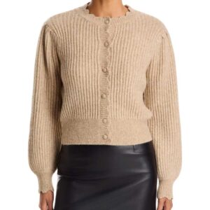 AQUA Trudy Scalloped Ribbed Cardigan